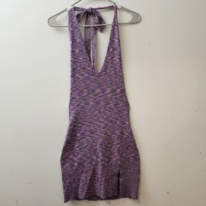 Brooklyn Karma L Knit Halter Mini Dress Club Beach Summer Bodycon
